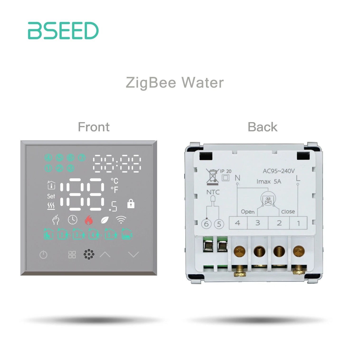 BSEED Zigbee Electric Floor Heating Thermostat LED Sensor Water Gas Boiler Smart Temperature Controller Without Frame Tuya Alexa.