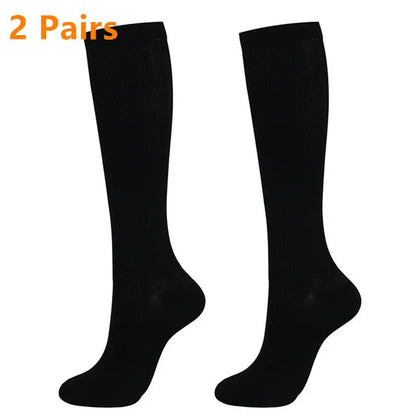 2 Pairs Compression Stockings Blood Circulation Promotion Slimming Sport Nurse Socks Anti Fatigue Comfort Knee High.