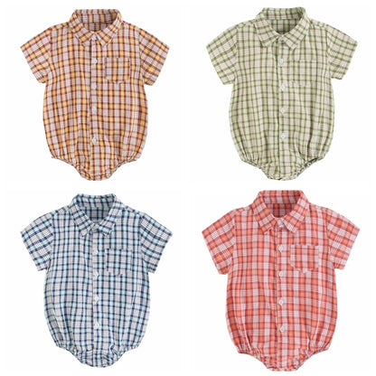 Sanlutoz Baumwolle Baby Jungen Bodys Mode Neugeborenen Kleidung für Baby Jungen Kurzarm Sommer Baby Kleidung Plaid