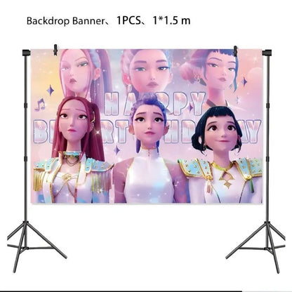 Kpop Demon Hunters Birthday Decorations Kpop Demon Hunter Birthday Theme Party Favors Supplies Plates Cup Balloons Backdrop Gift