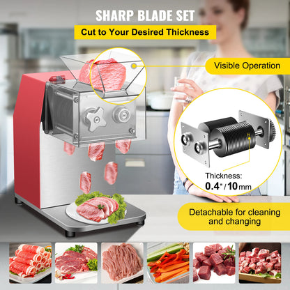SucceBuy 250kg/H Commercial Electric Meat Slicer Grinder Vegetable Cutter Shred Machine 850W Home Automatic Food Chopper Chipper.
