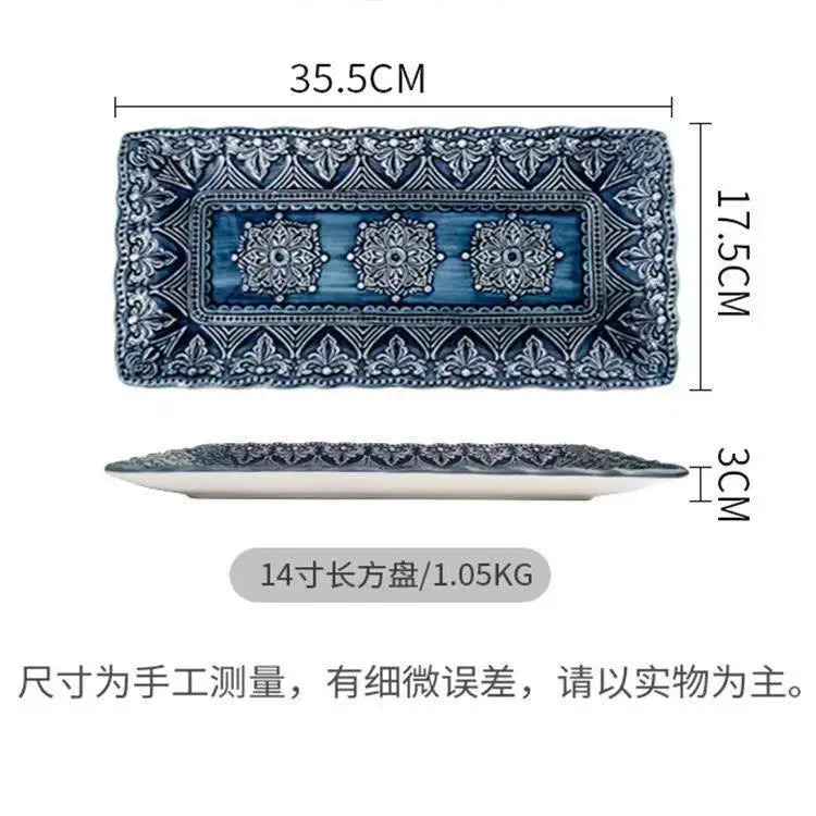 1pcs Western Dinner Plates Ceramic Dishes Tableware Dinnerware Steak Dessert Noodle Cup Serving Baroque Northern Europe.