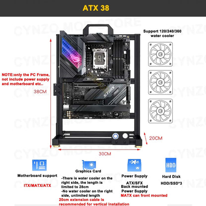 DIY Gamers Cabinet MOD ITX MATX PC Case Open Frame Aluminum Creative ATX EATX Tower Desktop Gaming Computer Chassis Rack.