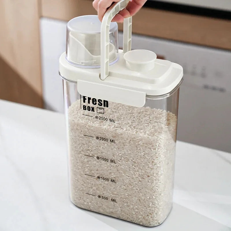 1600ml Rice Bucket Flour Container, Sealed Anti-Insect Storage Jar, Kitchen Grain Storage Box, Moisture-Proof Food Storage Bin.