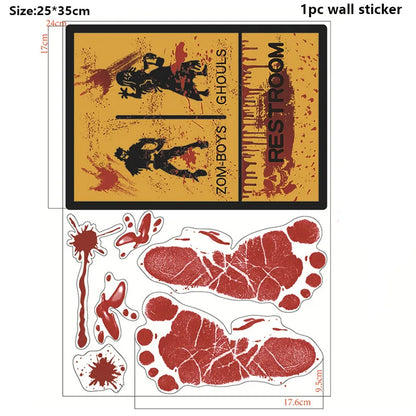 Halloween Wandt üren Fenster Aufkleber Blut Handabdruck Fußabdruck Schädel Muster Halloween Party Szene Dekor liefert Horror Requisiten