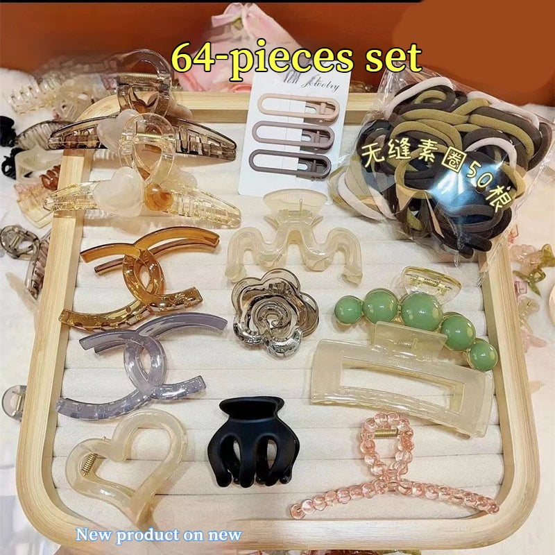 New 8-137PCS Set Hair Clip Combination Women Hair Accessories Grab Clip Hair Band Temperament Hairclip High Ponytail Headband.