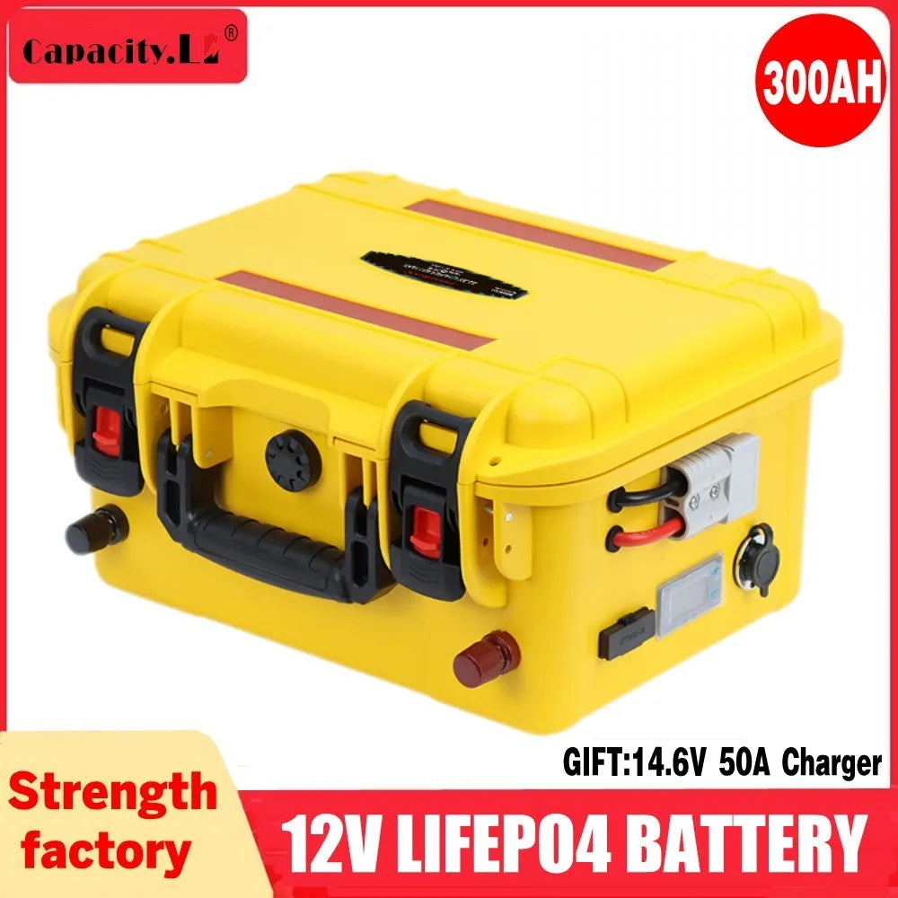 New12V100Ah LiFePo4 Battery 120AH 150AH200AH 12v Rechargeable Lithium Battery Pack300A With Bluetooth BMS for Comping Solar Boat.