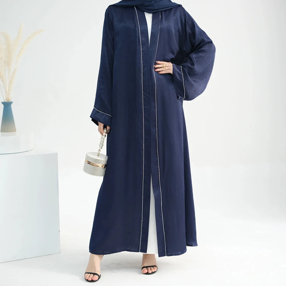 Ramadan Women's Galabiyas Solid Open Kaftan Dubai Abaya Dress Turkey Kimono Long Cardigan Fashion Muslim Islamic Clothing