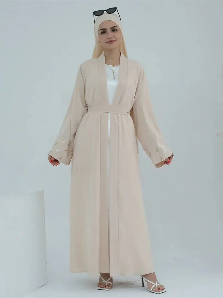 Ramadan Moon Embroidered Abaya Kimono Damen Dubai Luxury 2025 Islam Muslim Kaftan Modest Dress Kebaya Caftan Abayas For Women.