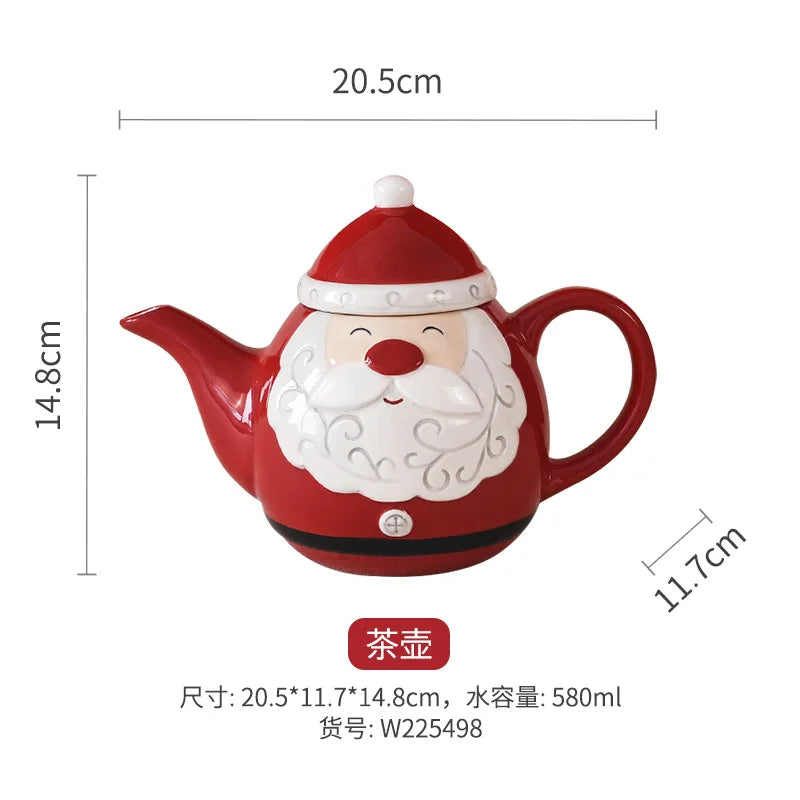 Nordic Stitching Santa Claus Dishes Plates Tableware Set Embossed Sealed Jar Seasoning Jar Western Ceramic Flat Plate Cup