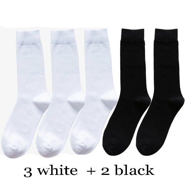 5Pairs New High Quality Business Casual Men Socks Black Men's Dress Long Socks Autumn Keep Warm Colorful Full Happy Socks Male