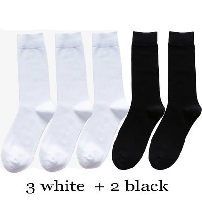 5Pairs New High Quality Business Casual Men Socks Black Men's Dress Long Socks Autumn Keep Warm Colorful Full Happy Socks Male