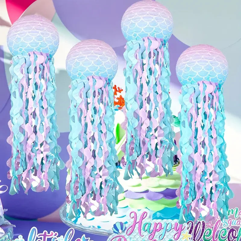 1/6 stücke Meerjungfrau Quallen Papier Laternen Für Meerjungfrau Thema Party Unter Dem Meer Ozean Geburtstag Hochzeit Party Dekorationen.