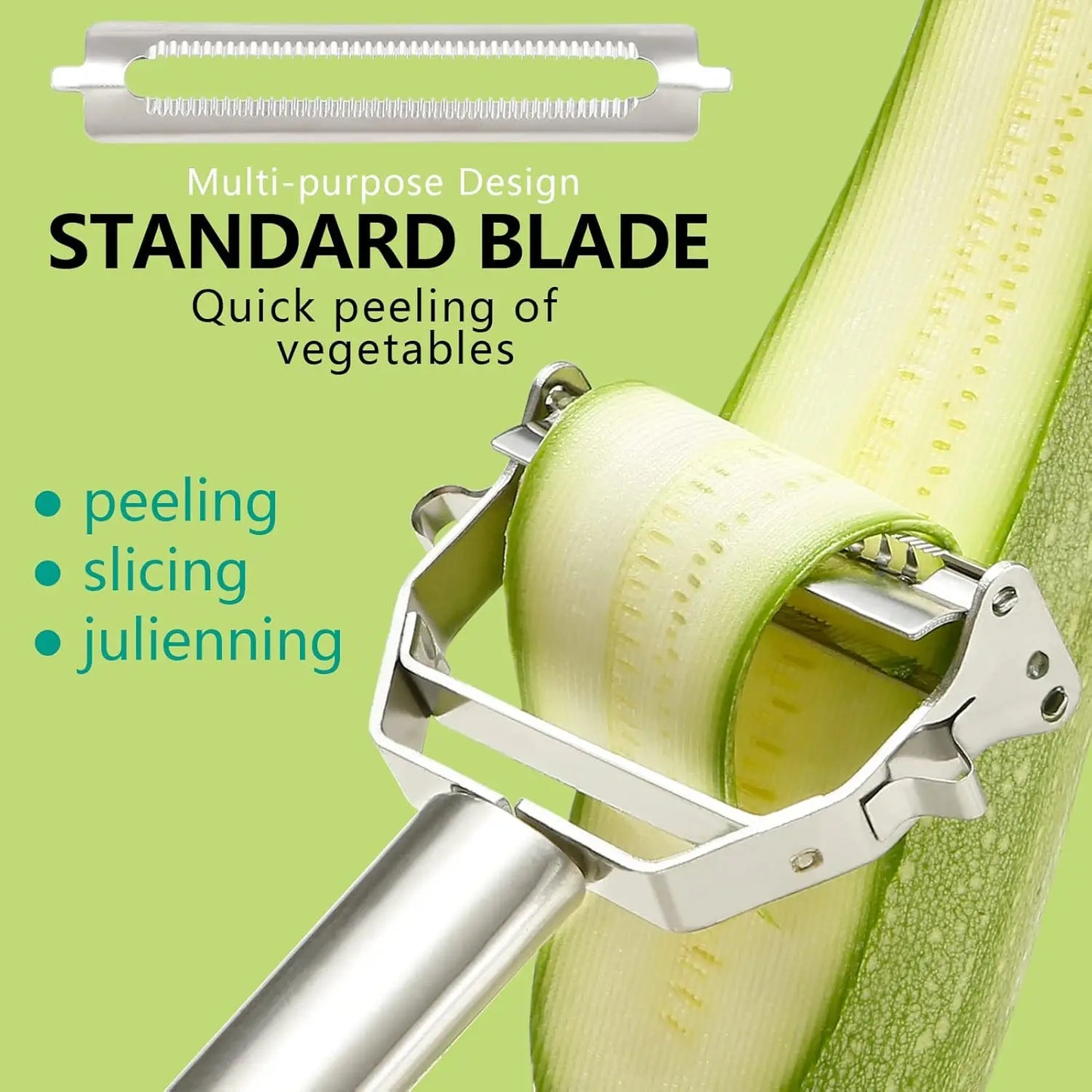 Stainless Steel Vegetable Peeler 4-in-1 Multi-Function Kitchen Tool with Anti-Slip Ergonomic Handle for Potato Carrot Cucumber.