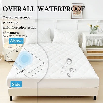 Waterproof Fitted Bed Sheets, Mattress Pads Soft Microfiber Breathable Bedspreads Cover Protector for Single/Double/King/Queen.