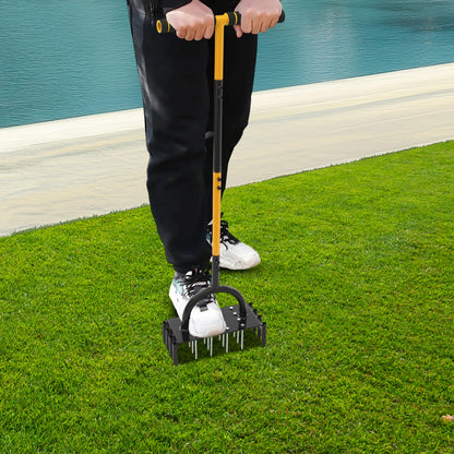 2-in-1-Rasenbelüftungswerkzeug, manuelles Rasenbelüfterwerkzeug mit 16 Spikes und 8 Entkern für Gartengras, loser Boden, verhindert Verdichtung