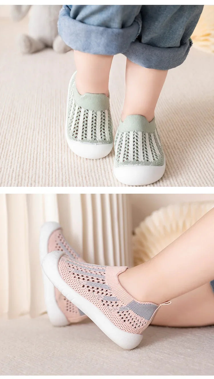 Baby Walking Shoes Summer 2025 New Soft Sole Breathable Mesh Stay-On Anti-Slip Sock Shoes for Infant Boys Girls