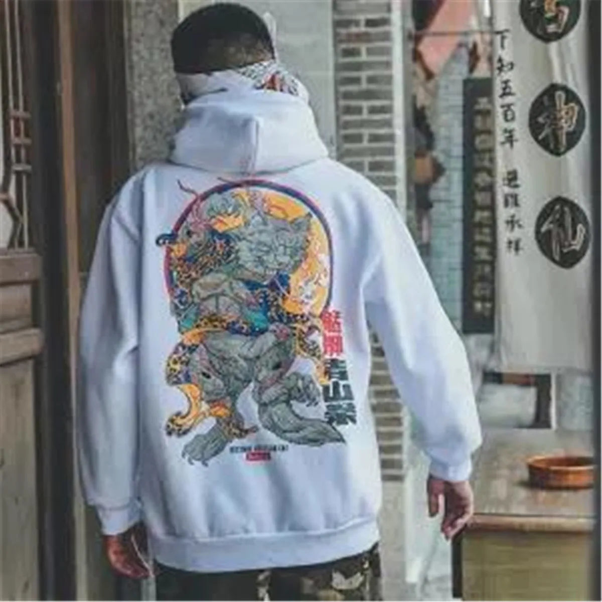 Fashion Boys Cool Men Hip Hop Hoodies Japanese Casual Sweatshirts Streetwear Men Women Loose Pullover Harajuku Devil Hoodie Male.