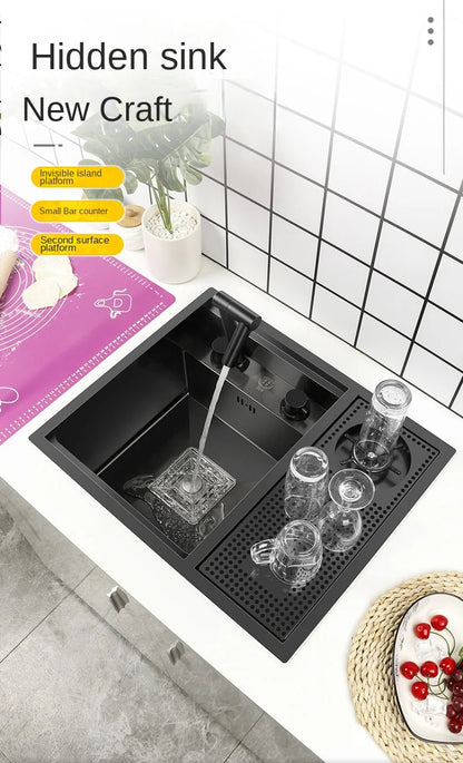 55 cm x 45 cm Küchenspüle Nano 304 Edelstahl Gemüsewaschbecken Einzelwaschbecken Waschbecken Waschbecken Verstellbarer Klapphahn