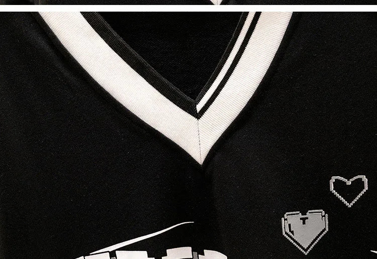 150Kg Plus Größe frauen Fehlschlag 157 Frühling Herbst Lose V-ausschnitt Langarm Drucken Sweatshirts Lässige Top Schwarz 5XL 6XL 7XL 8XL 9XL.