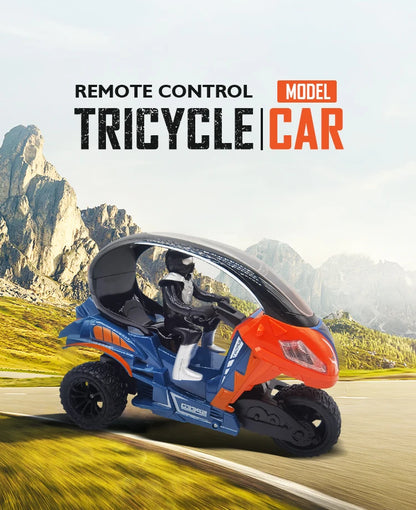 Electric RC Motorcycle Car Spray RC Stunt Toys Remote Control Drift Stunt Three Wheel Motorcycle with LED Lights for Kids Gifts.