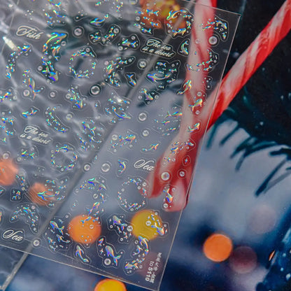 Ocean Theme 5D Nail Sticker Summer Beach Seashells Starfish Conch Scallop Shell Coral Self Adhesive Decoration Manicure Decal