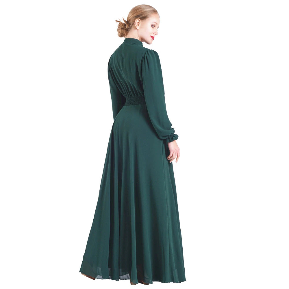 Ramadan Green Chiffon Abaya Damen Dubai Luxury Islam Muslim Dresses For Women Kebaya Kaftan Robe Musulmane Caftan Marocain Femme.