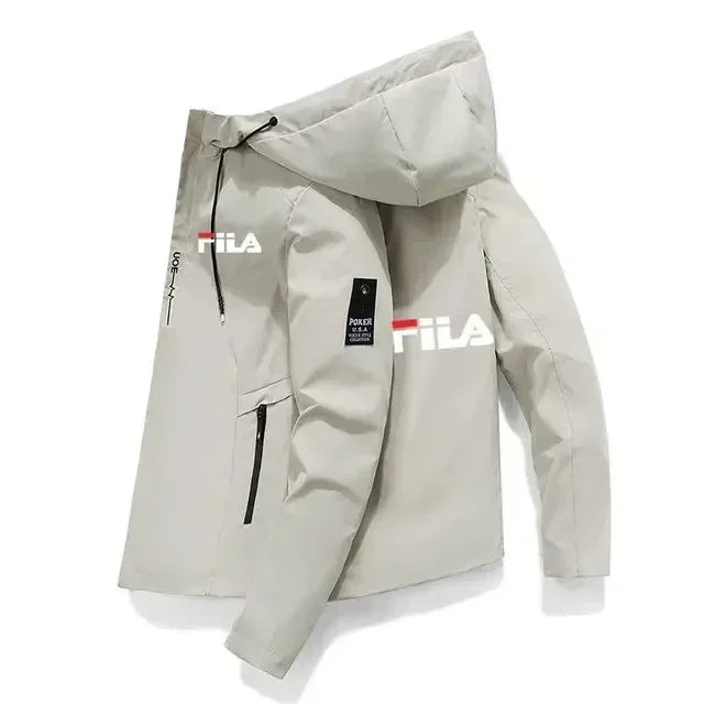 Men's 2025 printed high-quality zipper hooded baseball jacket, four-autumn jacket, trendy men's windproof zipper jacket, casual.