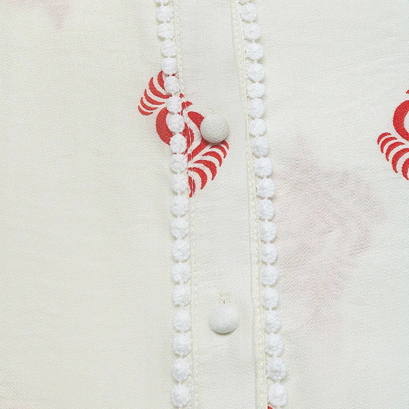 Women's Printed Casual Trendy Stand Collar Single-breasted Loose Shirts European New Fashion Female Ethnic Clothes Tops Cardigan.