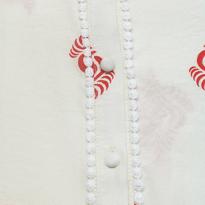 Women's Printed Casual Trendy Stand Collar Single-breasted Loose Shirts European New Fashion Female Ethnic Clothes Tops Cardigan.