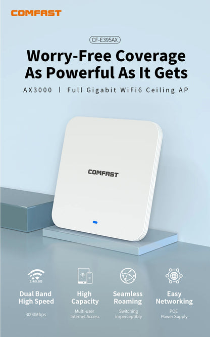 COMFAST WiFi6 Ceiling AP 3000M Gigabit POE RJ45 Wireless Indoor Access Point 2.4 5.8Ghz Wall Mounted WiFi Repeater Cover Roaming.