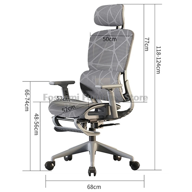 Atmungsaktiver Mesh-Computer-Bürostuhl mit Armlehne und Lordosenstütze, verstellbarer ergonomischer Schreibtischstuhl, Heim-Gaming-Kopfstützenstuhl