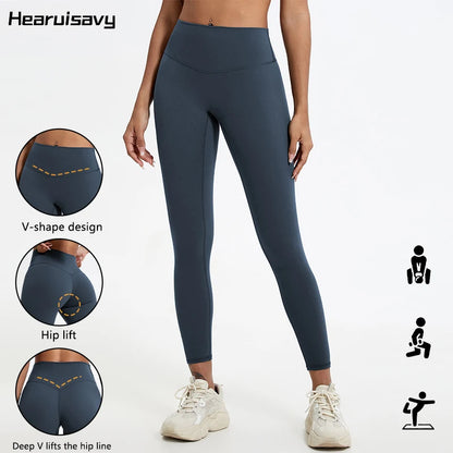 Hearuisavy Super Soft Fabrics High Waist Leggings Quick-Dry Gym Yoga Pants Running Workout Tights Push Up Sports Leggings Women.