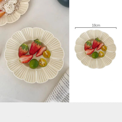 Ahunderjiaz-French Beige Ceramic Tableware Set, Underglaze Dessert Tray, Rice Bowl, Fish Plate, Kitchen Tableware Set, Cream Sty