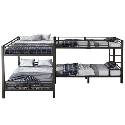 Eisenbett, Etagenbett, dreistufige Leiter, stabiles Gitter, Mehrbettkonfiguration, Betten in verschiedenen Größen, 90 x 200 cm und 140 x 200 cm