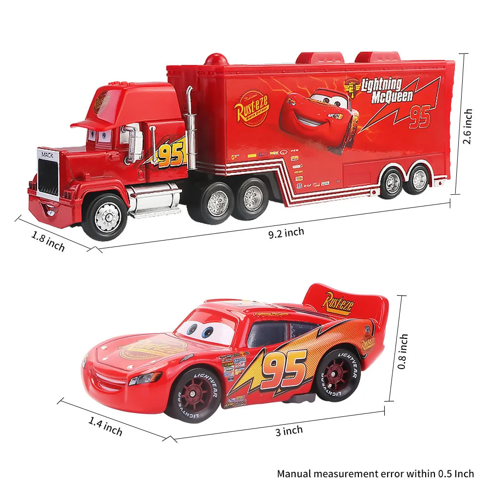 Disney Pixar Cars 2 3 Lightning McQueen Mack Uncle Jackson Storm Car Truck 1:55 Diecast Vehicle Metal Toys Gift for Children.