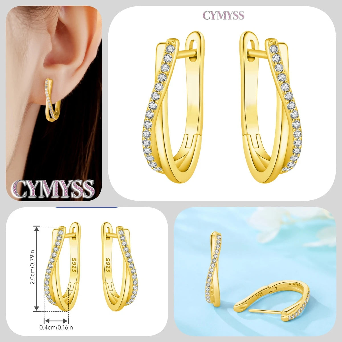 Original 2025 S925 Sterling Silver Zircon 18K Gold Lining Vintage Hoop Earrings for Women Birthday Party Wedding Gift Jewellery.