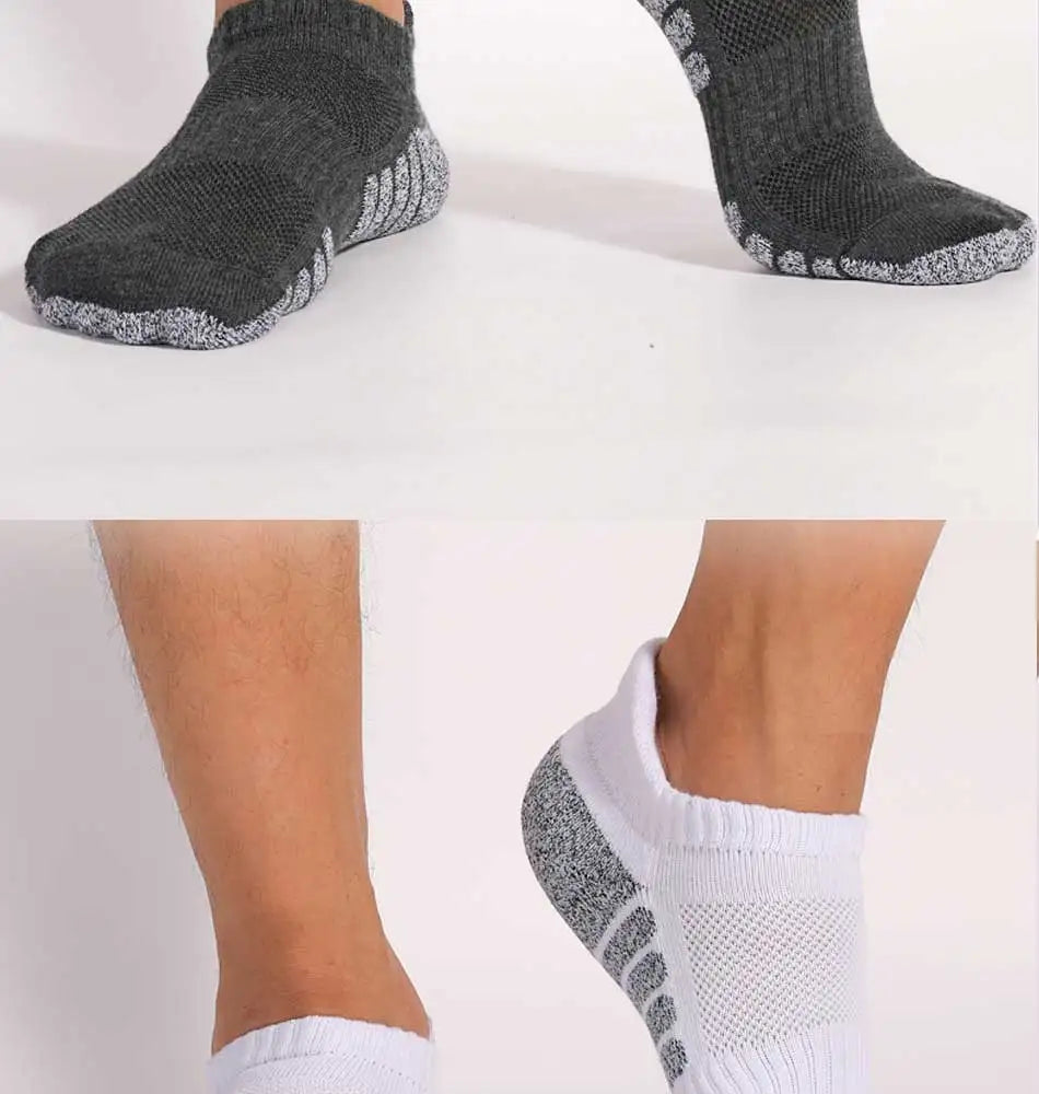 3pairs thickened towel bottom running socks mesh boat socks non-slip breathable sports socks Low cut Men's socks Women's socks.
