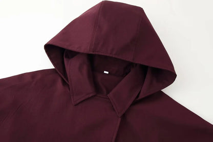 Frühjahr 2022, neue, vielseitige, einreihige, langärmlige Windjacke mit Kapuze und Tasche für Damen.