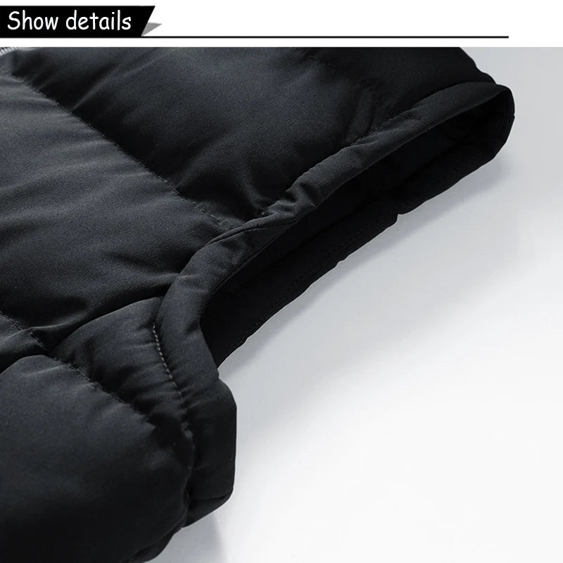 Men Autumn Sleeveless Outdoors Casual Solid Warm Vest Men Winter Detachable Hooded Fleece Pocket Zipper Fashion Vest Male Coat.