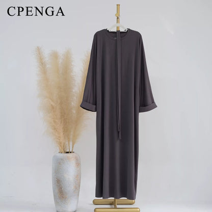 2023 Autumn Winter Knitted Dress Muslim Women Abaya Female Arabic Turkey Modest Dresses New Warm Long Robe Islam Clothing