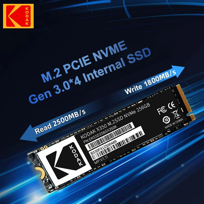KODAK M.2 NVME SSD Gen3X4 PCIE3.0 M2 2280 Internal Solid State Hard Drive Read Speed Up to 2500MB/s for Gaming Laptop Desktop.