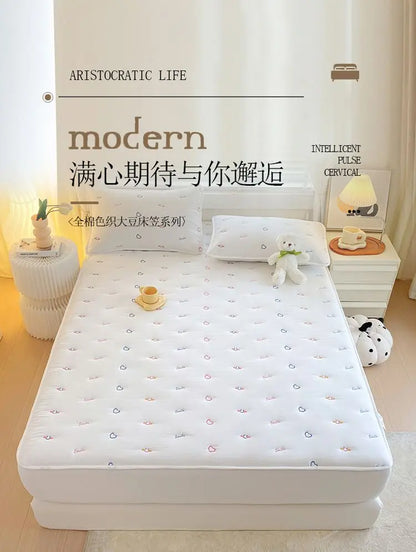 Cotton Mattress Single-piece Simmons Mattress Protective Cover Non-slip Fixing Bed Dust Cover.
