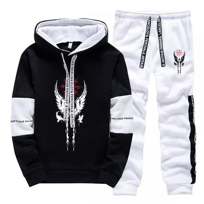 Mens Tracksuit Printed Casual Sweatshirts Sweatpants Single Piece Versatile Hoodie Pants Gym Sports Jogging Mens Clothing 2025.