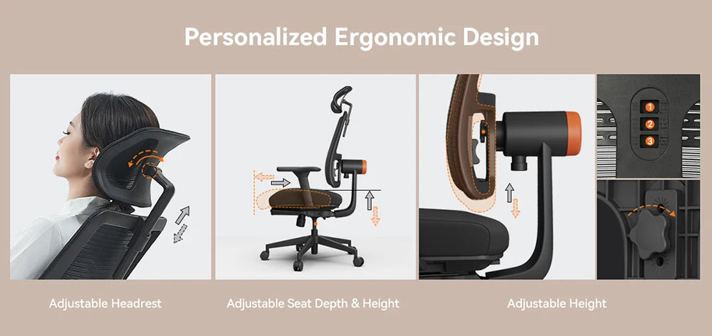 NEWTRAL MagicH-BP Ergonomischer Stuhl mit Fußstütze, automatisch ausgestellte Rückenlehne, adaptive Unterrückenstütze, verstellbare Armlehne, Kopfstütze