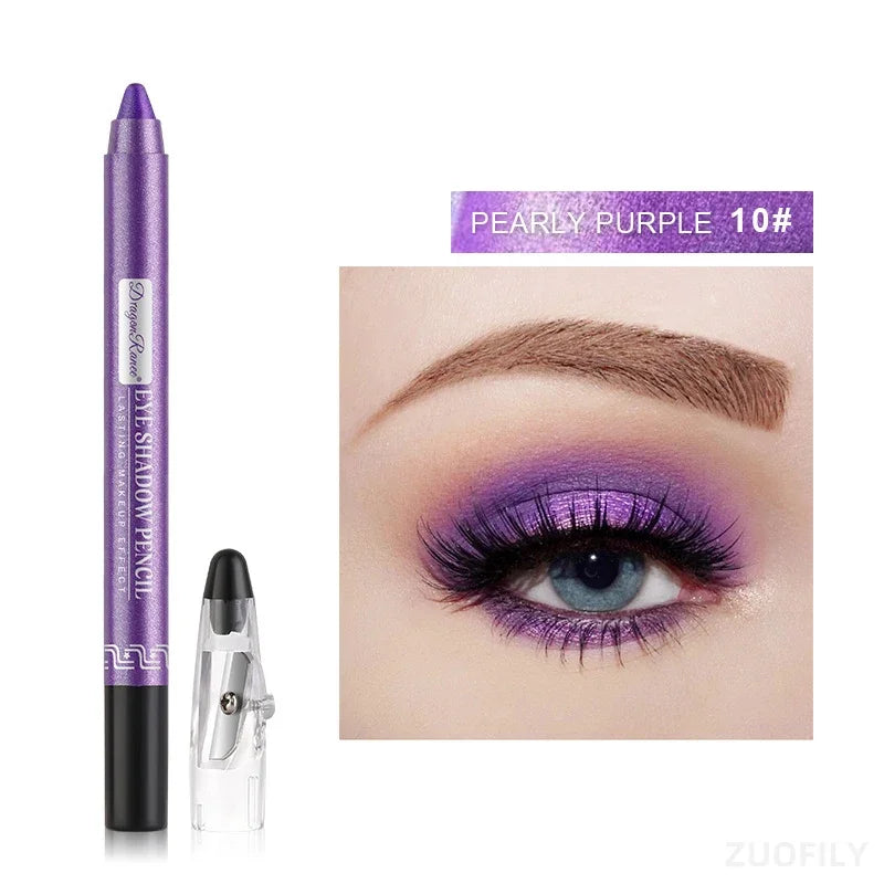 12Colors Glitter Eyeshadow Pen Long Lasting Matte Eye Shadow Palette Shiny Highlighter Silver Purple Eyeliner Pencil Cosmetics