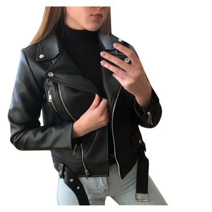Damen Ledermantel Damen Kurz Slim-Fit Neue Biker Lederjacke Winter Herbst Lederjacken Mäntel