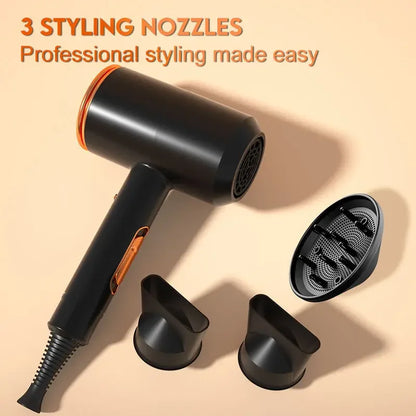 Professional Hand Blow Dryer Travel Home Use Powerful Ionic Barber Salon Equipment Hot Cold Wind Super Black One Step Hair Dryer