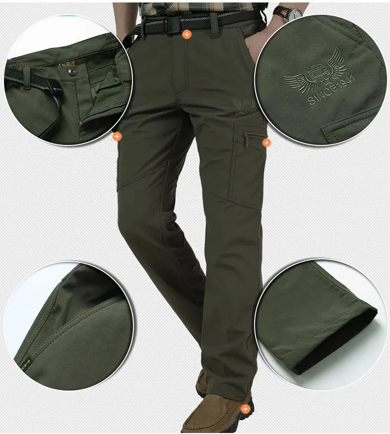 Winter Thick Pants Men Double Layer Fleece Cashmere Overalls High Quality Male Camouflage Trousers Warm Casual Cargo Pants.