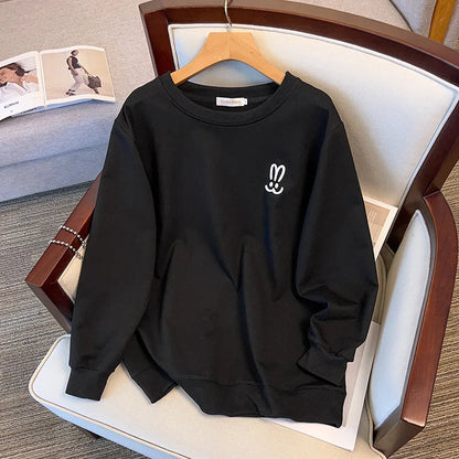170kg plus size Damen büste Herbst lose Rundhals-Kaninchen-Sweatshirt Langarm lässig Top 6xl 7xl 8xl 9xl 10xl 11xl